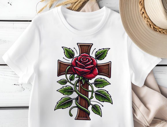 Cross Png, Rose Cross Png, Christian Png for T-Shirt Designs