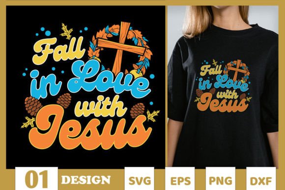 Fall in Love Jesus Autumn Pumpkin SVG for T-Shirt Designs