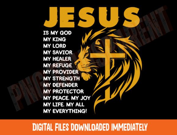 Lion Christian Png, Jesus is My God King T-Shirt Designs