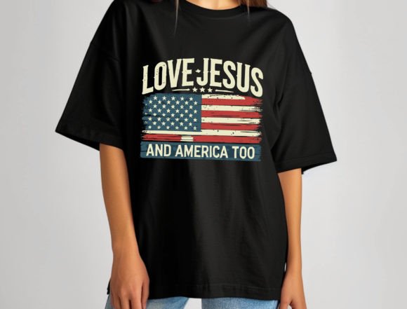 Loves Jesus and America Too T-Shirt PNG T-Shirt Designs