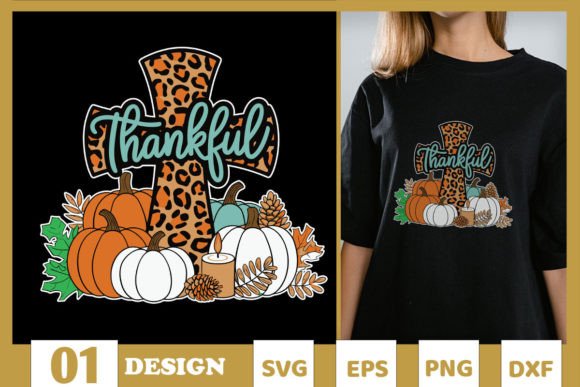 Thankful Cross Fall for Jesus SVG T-Shirt Designs